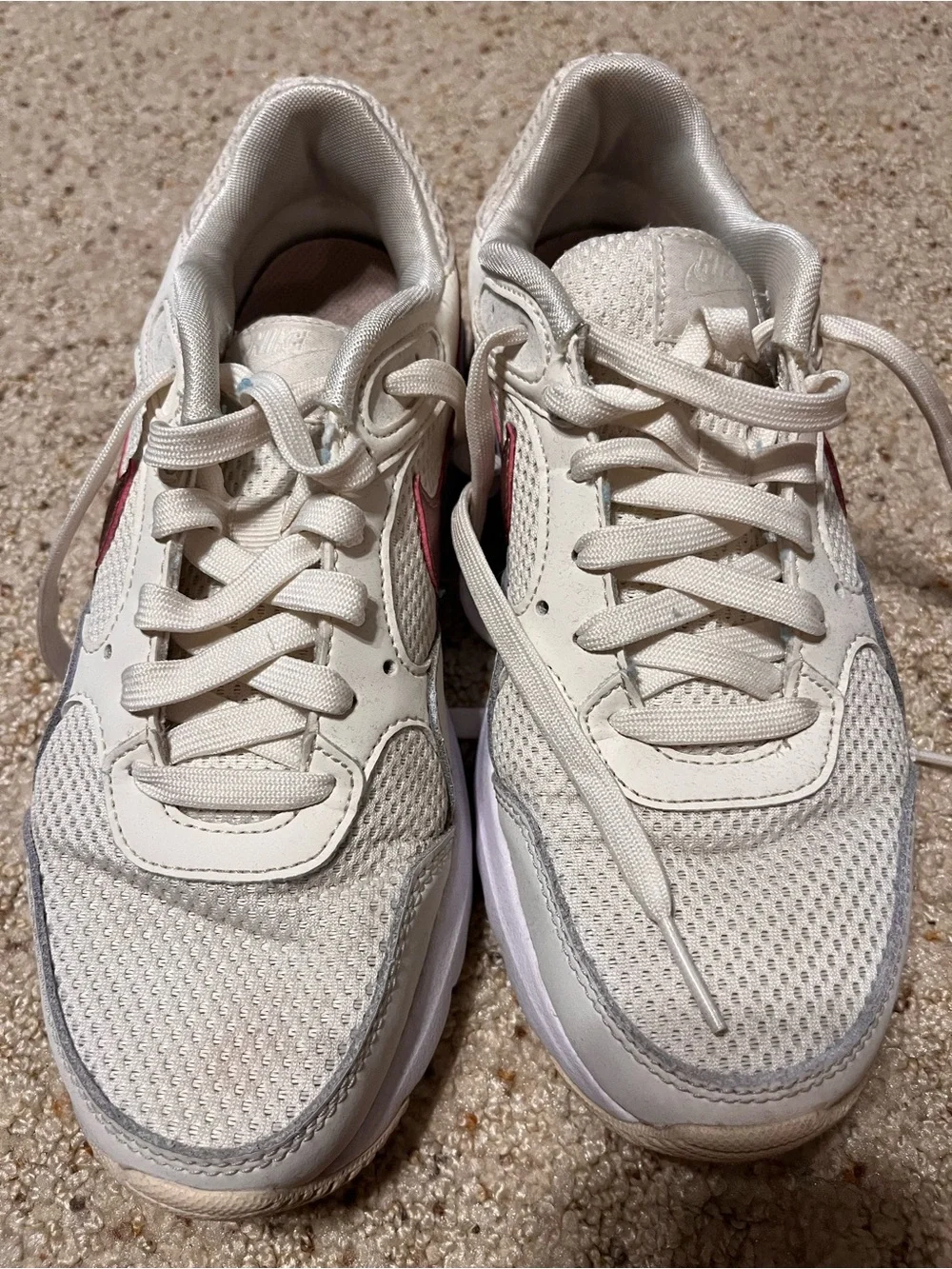 Nike Women’s Cream Athletic Sneakers with Dusty Pink Swoosh